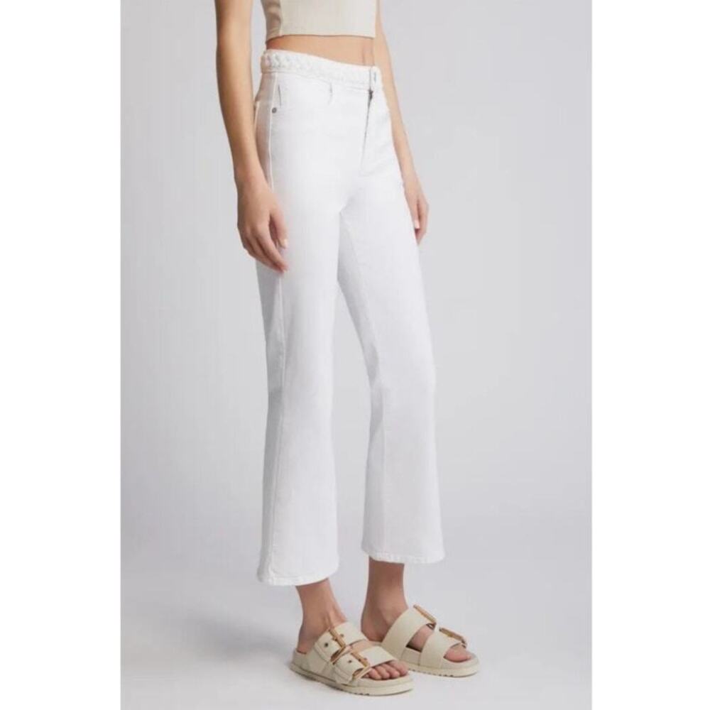 Frame Le Crop Mini Boot Cut Jeans Womens Size 31 White Denim Casual Raw Hem NEW